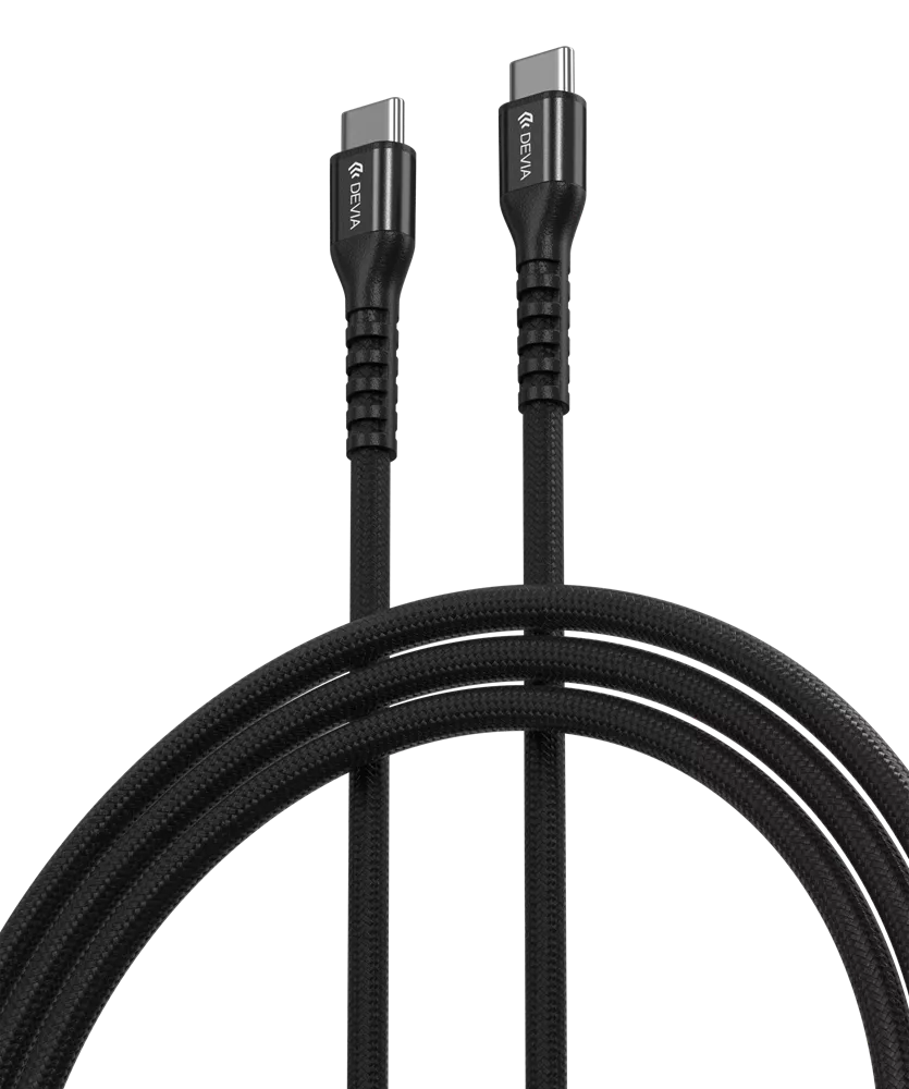 Devia - 1.5m (60W) Mesh Armour Power Delivery - USB-C to USB-C Cable - Black