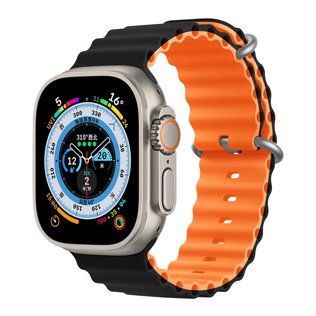 Devia - Ocean Band for Apple Watch (42mm/44mm/45mm/49mm) - Orange Black