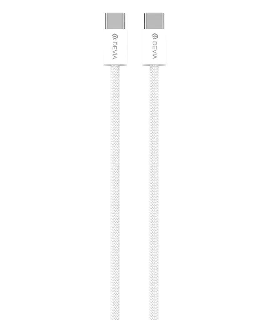 Devia - 1m (60W) Woven Braided Power Delivery - USB-C to USB-C Cable - White