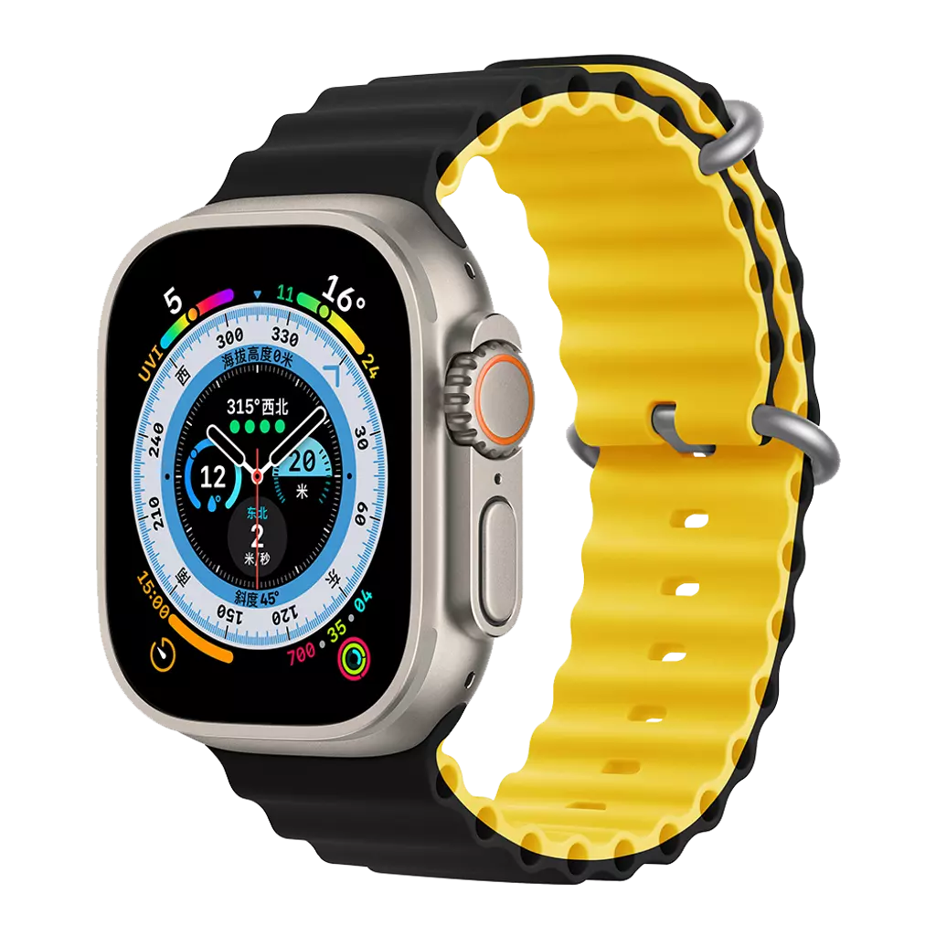 Devia - Ocean Band for Apple Watch (42mm/44mm/45mm/49mm) - Yellow Black