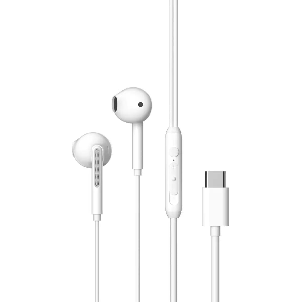 Devia - Type C Earphones with Microphone & Volume Control - White