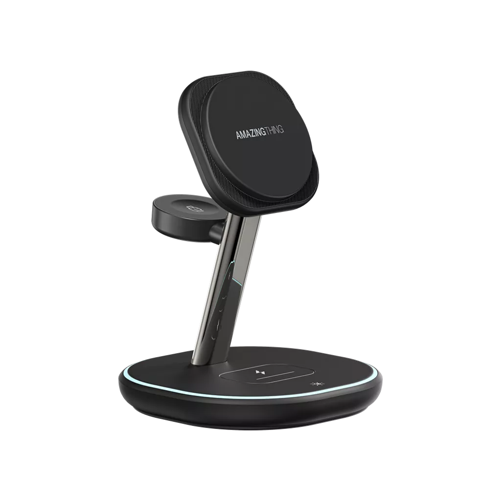 AMAZINGthing - Thunder Pro - 3-in-1 Charging MagSafe Station & Stand - Black
