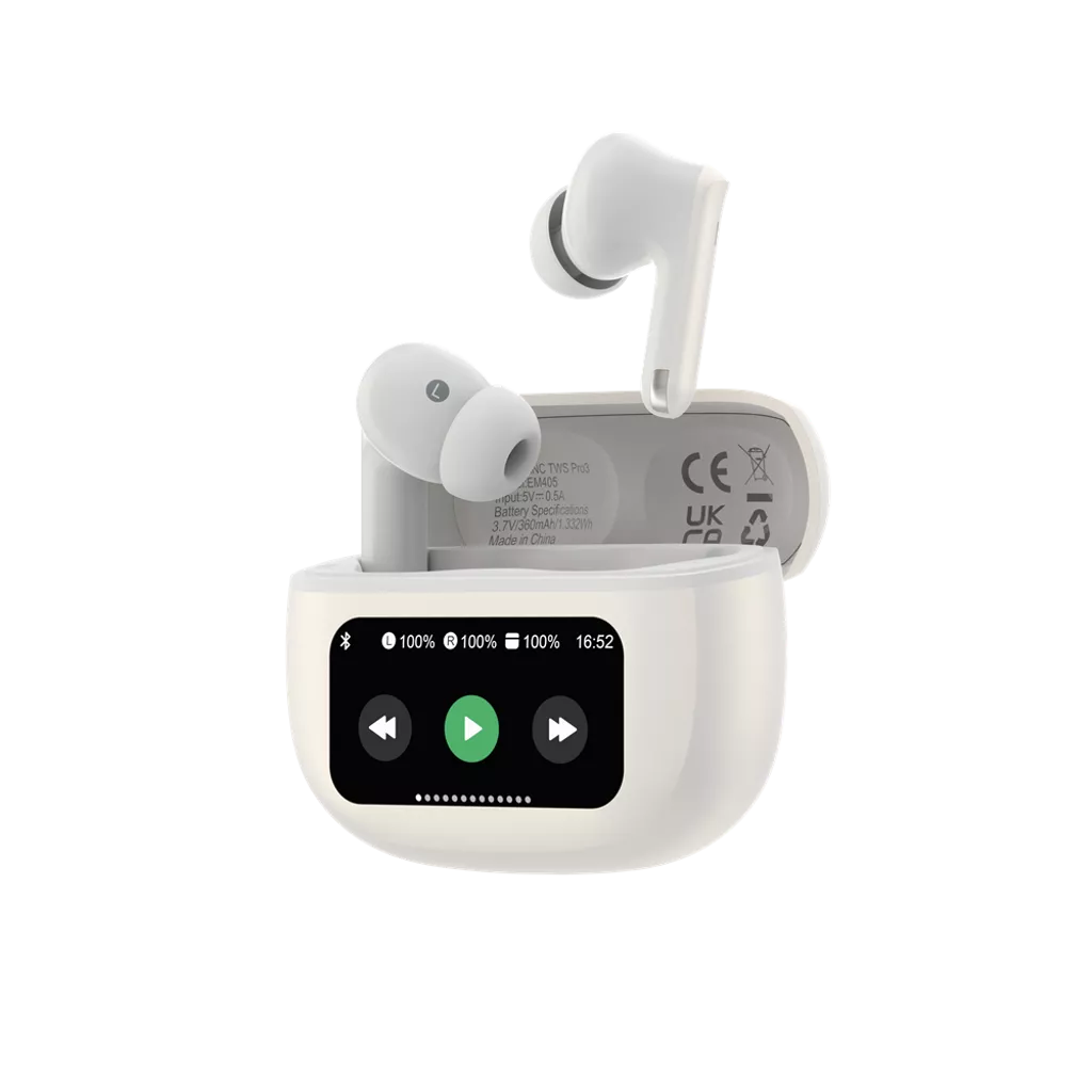 Devia - ANC TWS Pro3 - True Wireless Earbuds & Charging Case & Screen - White