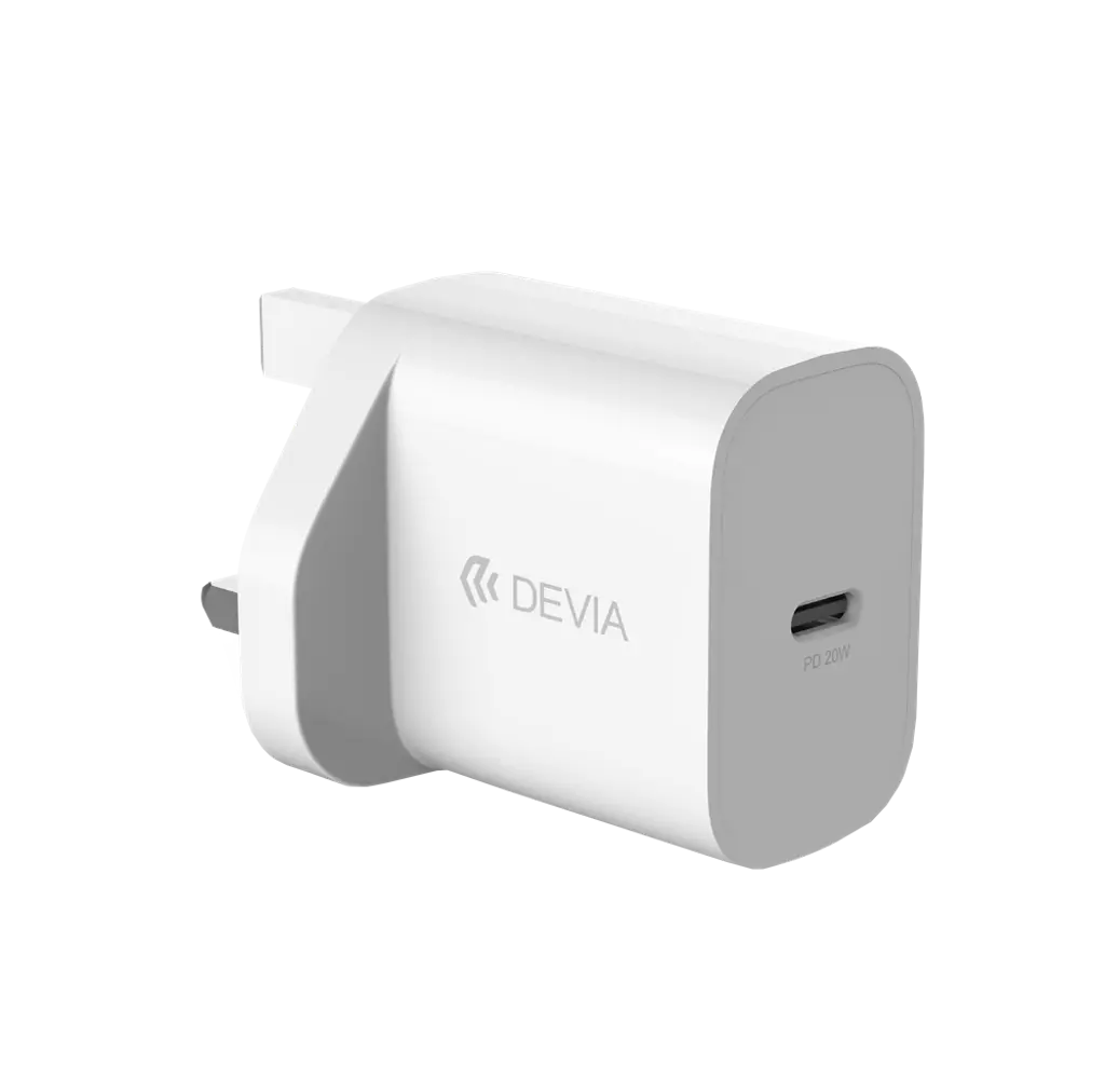 Devia - 20W Type C Power Delivery 3-Pin UK Charging Plug - White