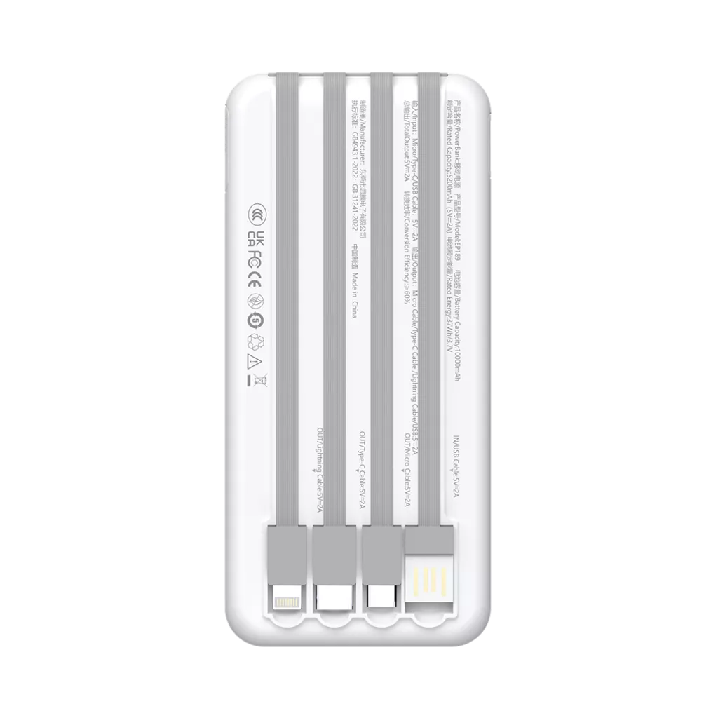 Devia - 10,000mAh Digital Display Powerbank & USB, Lightning, MicroUSB & USB-C Cable