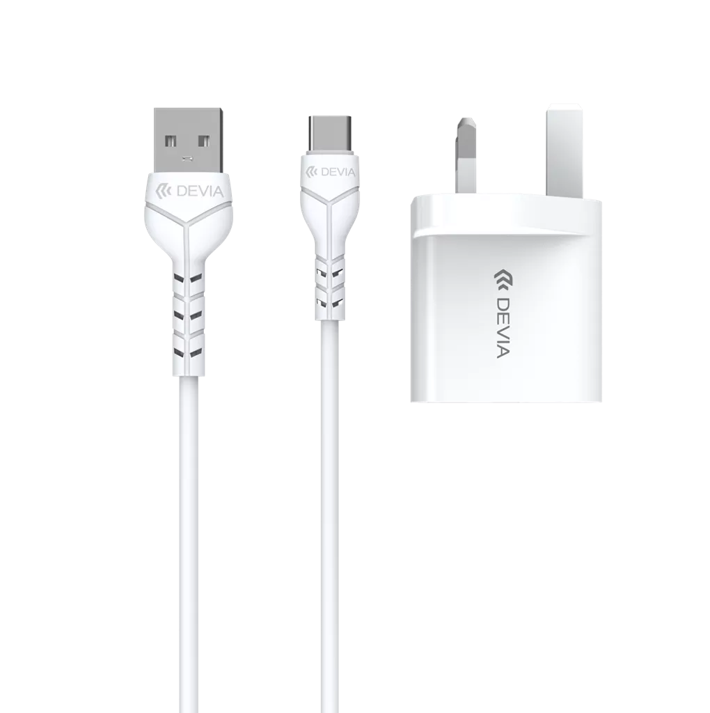 Devia - 2.4A Dual USB Plug & 1m USB-C Cable