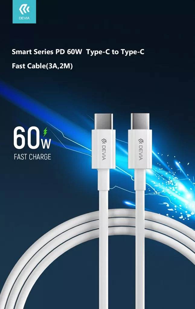Devia - 2m (60W) PD - USB-C to USB-C Cable