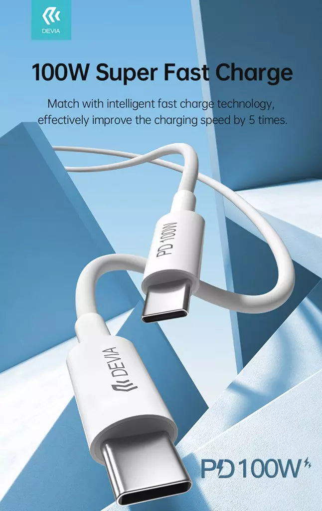 Devia - 1.5m (100W 5A) PD - USB-C to USB-C Cable