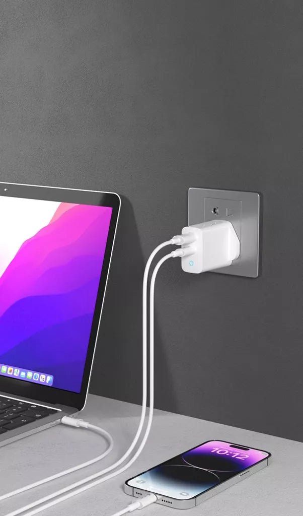 Devia - 65W GaN USB-C PD & QC4.0 Charging Plug & 1.5m 100W USB-C Cable