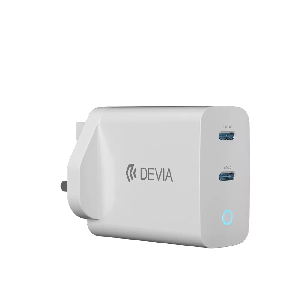 Devia - 45W GaN Dual USB-C Charging Plug & 1.5m USB-C Cable
