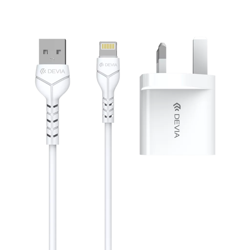 Devia - 2.4A Dual USB Plug & 1m Non-MFI Lightning Cable