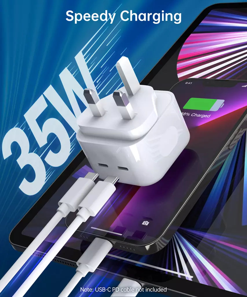 Devia - 35W GaN Dual USB-C Power Delivery Charging Plug