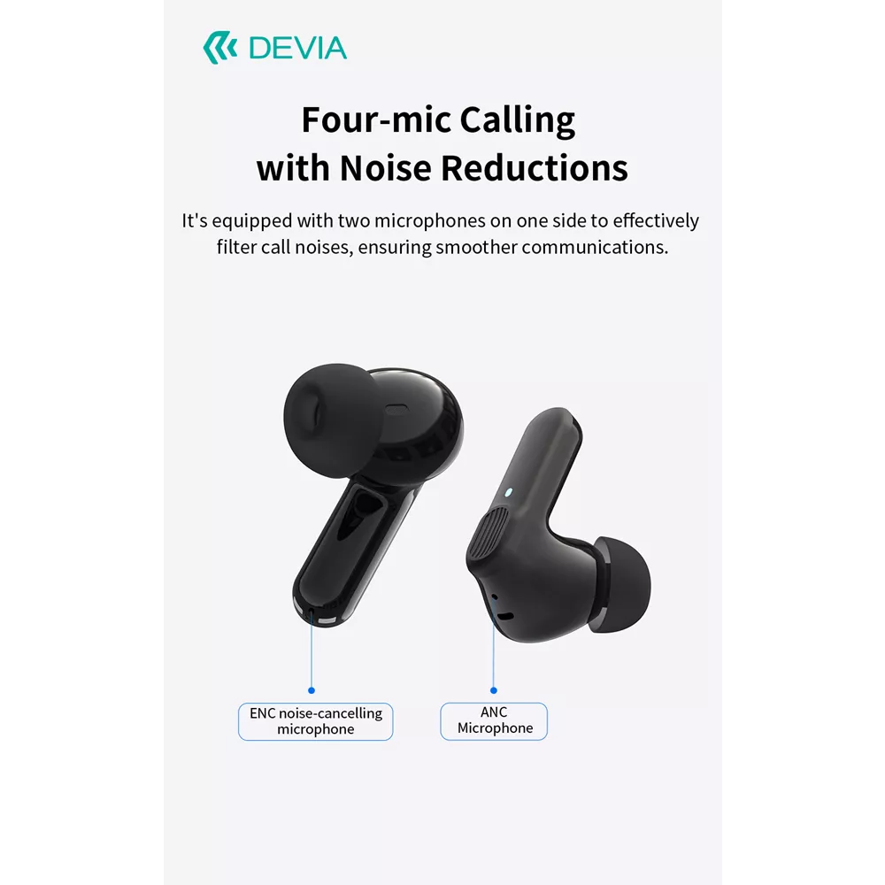Devia - ANC-TWS Pro1 - True Wireless Earbuds & Charging Case - (White)