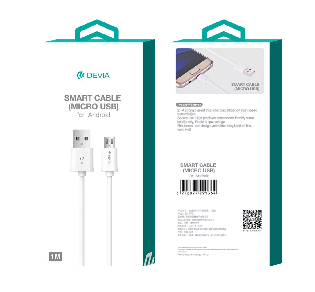 Devia - 1m (2.1A) USB to MicroUSB Cable