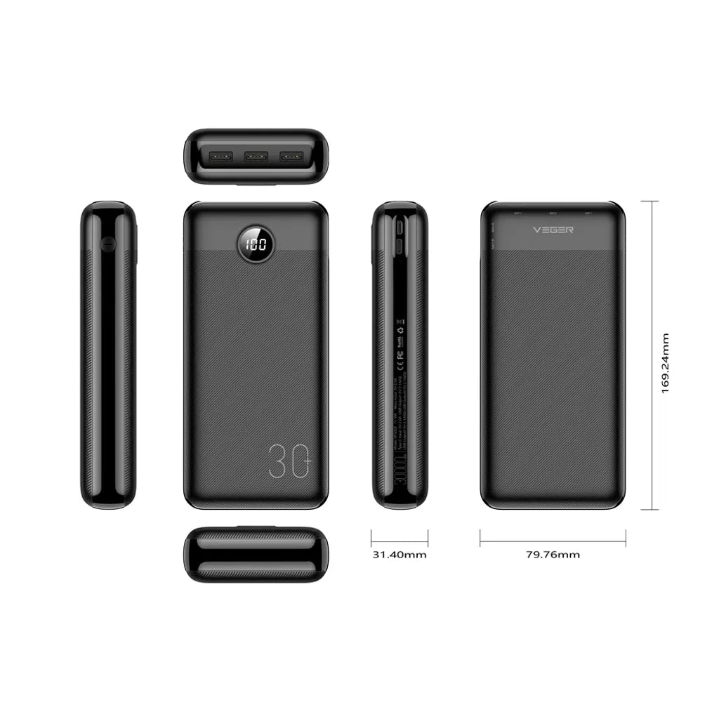 Veger - L30 - 30,000mAh 20W PD Digital Display Powerbank
