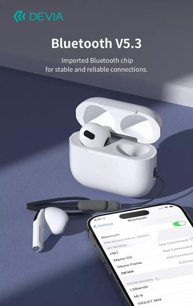 Devia - Airbuds Pods3 - True Wireless Earbuds & Charging Case - White