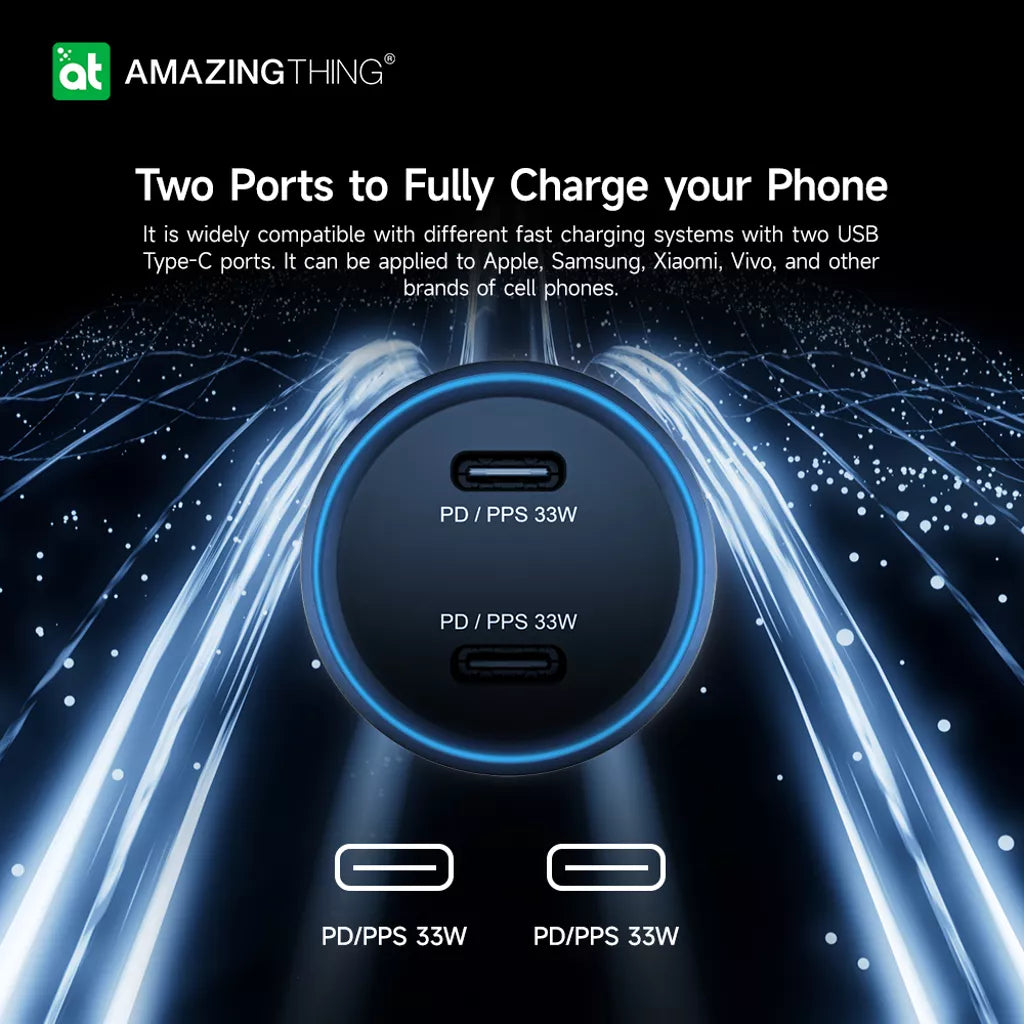 AMAZINGthing - Speed Pro - 66W Dual USB-C Car Adapter