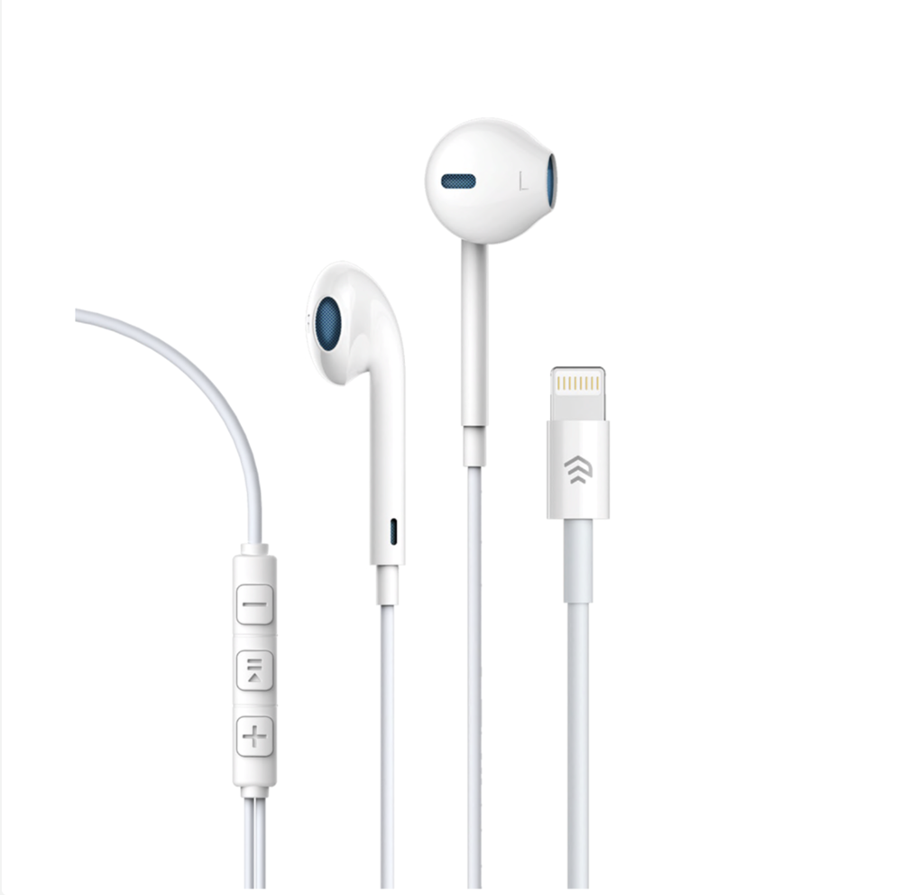 Devia - Lightning Earphones with Microphone & Volume Control - White