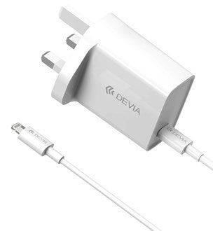 Devia - 20W Type C 3-Pin UK Charging Plug & 1m Type C to Lightning Cable
