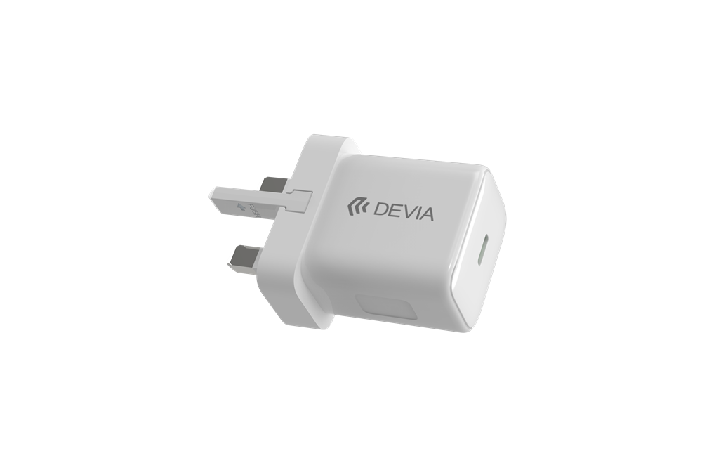 Devia - 30W Type C Power Delivery 3-Pin UK Charging Plug - White