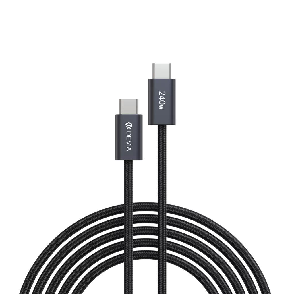 Devia - 2m (240W, 5A, 40GB/s & 8K 60hz) Power Delivery - USB-C to USB-C Mesh Armour Cable