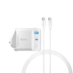 Devia - 65W GaN USB-C PD & QC4.0 Charging Plug & 1.5m 100W USB-C Cable