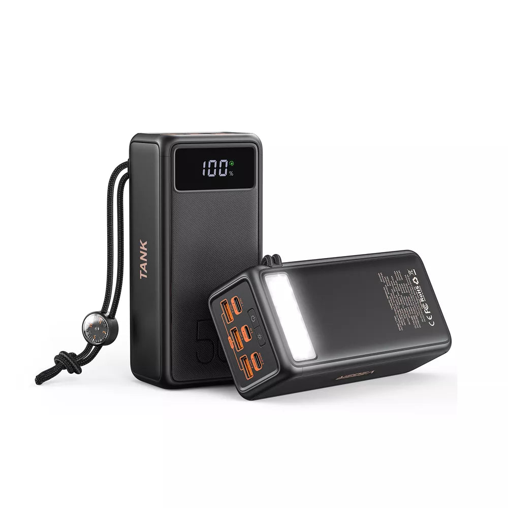 Veger - Tank Boost - 56,000mAh 130W Digital Display Powerbank & Torch - Black