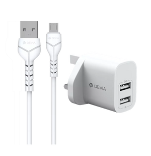 Devia - 2.4A Dual USB Plug & 1m MicroUSB Cable