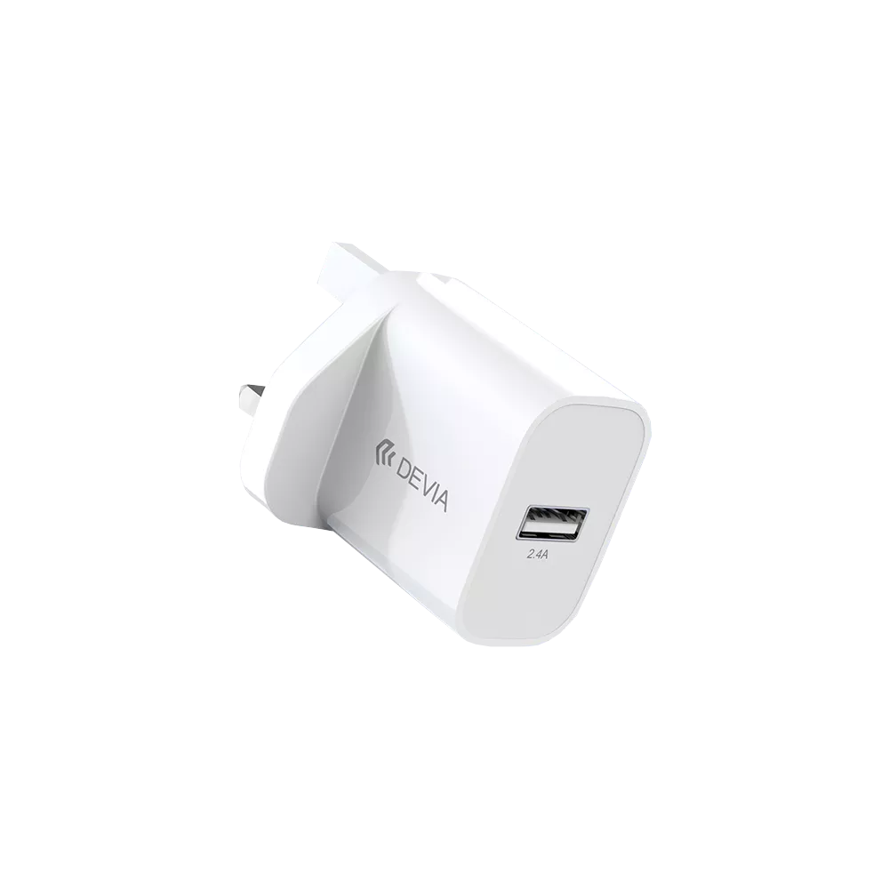 Devia - 2.4A USB 3-Pin UK Charging Plug