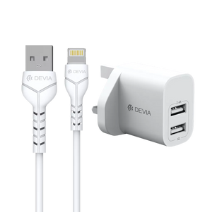 Devia - 2.4A Dual USB Plug & 1m Non-MFI Lightning Cable