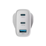 Devia - 65W GaN USB-C PD & QC4.0 3-Pin UK Mini Charging Plug & 1.5m 100W USB-C to USB-C Cable - White