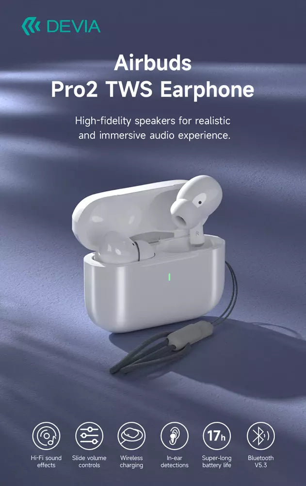 Devia - Airbuds Pro2 - True Wireless Earbuds & Charging Case - White