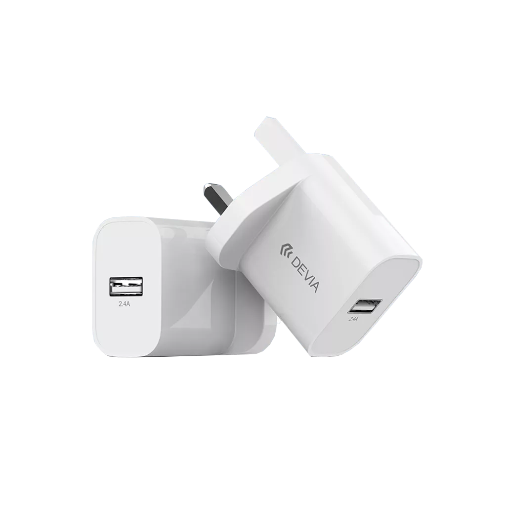 Devia - 2.4A USB 3-Pin UK Charging Plug