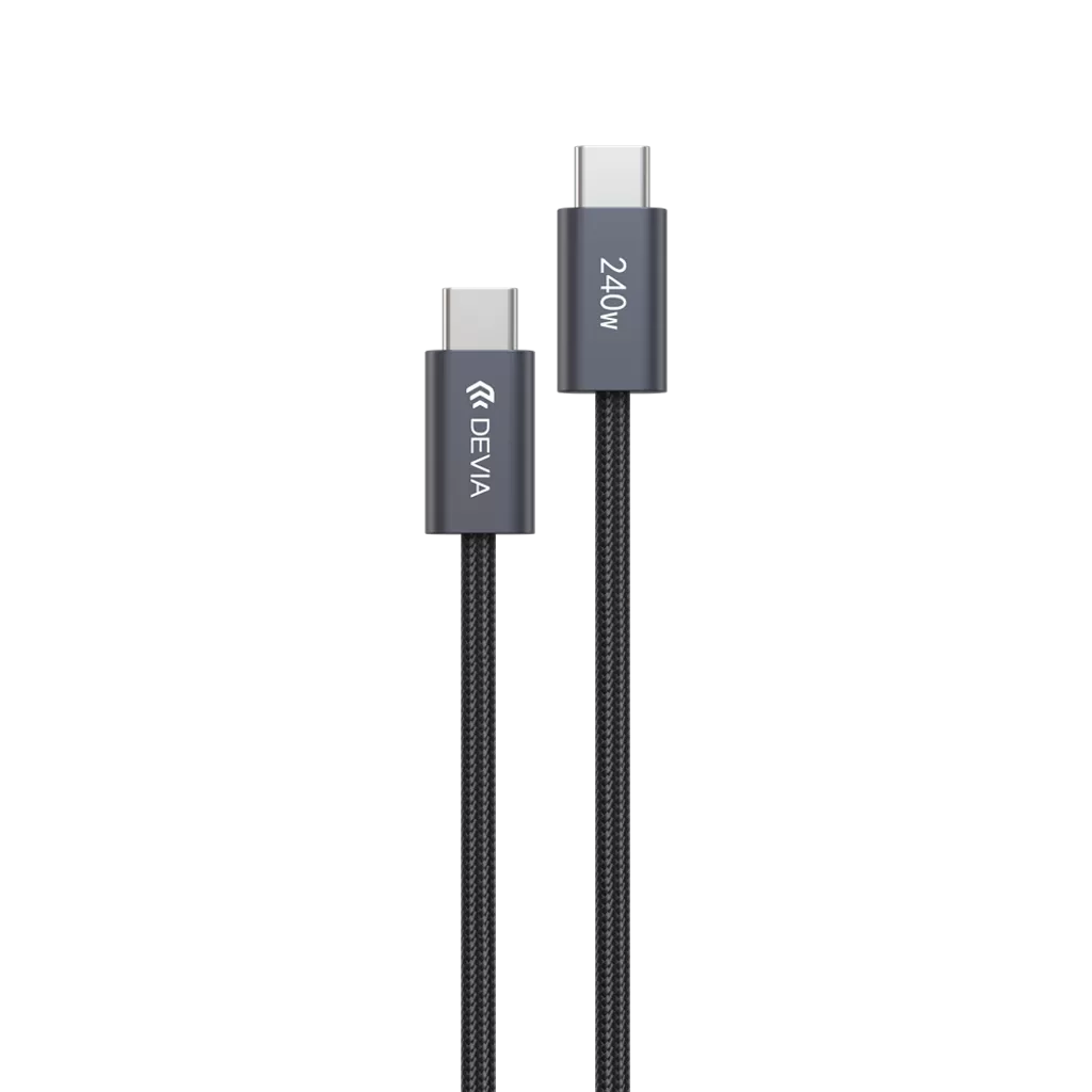 Devia - 2m (240W, 5A, 40GB/s & 8K 60hz) Power Delivery - USB-C to USB-C Mesh Armour Cable