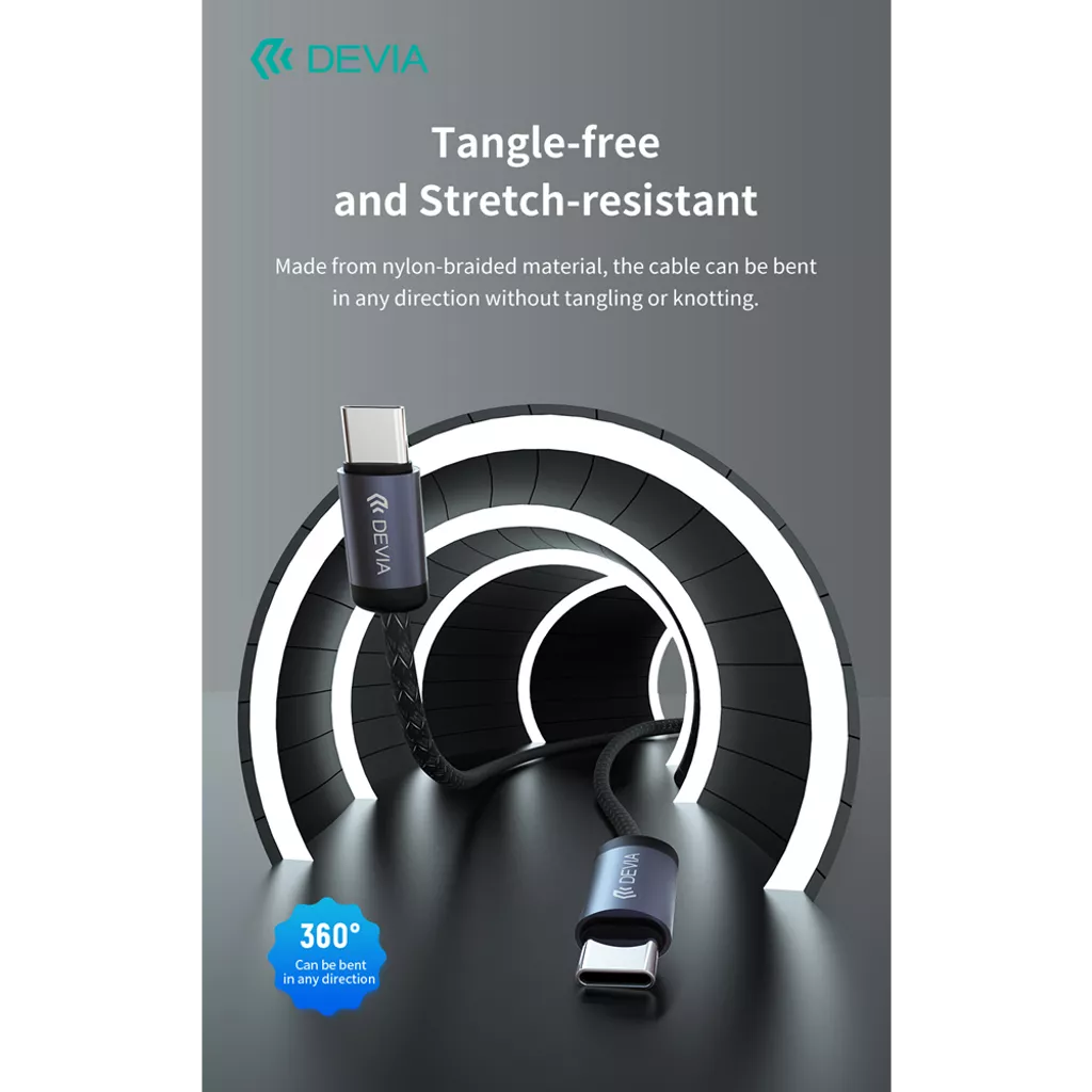 Devia - 3m (60W) Mesh Armour USB-C to USB-C Cable