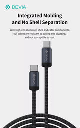 Devia - 3m (60W) Mesh Armour USB-C to USB-C Cable