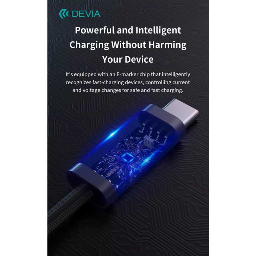 Devia - 2m (240W, 5A, 40GB/s & 8K 60hz) Power Delivery - USB-C to USB-C Mesh Armour Cable