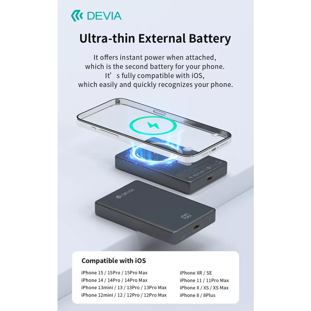 Devia - 10,000mAh 20W PD MagSafe Metal Digital Powerbank