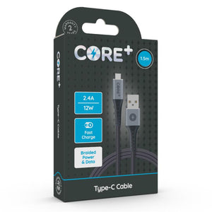 CORE+ Type-C Cable 1.5m Braided Grey