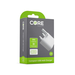 Core Single Compact Power Adaptor USB White 2.1A