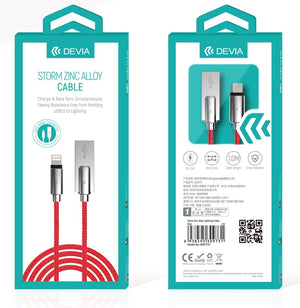 Devia - 1m (2.1A) USB to Non-MFi Lightning Zinc Alloy Cable - Red
